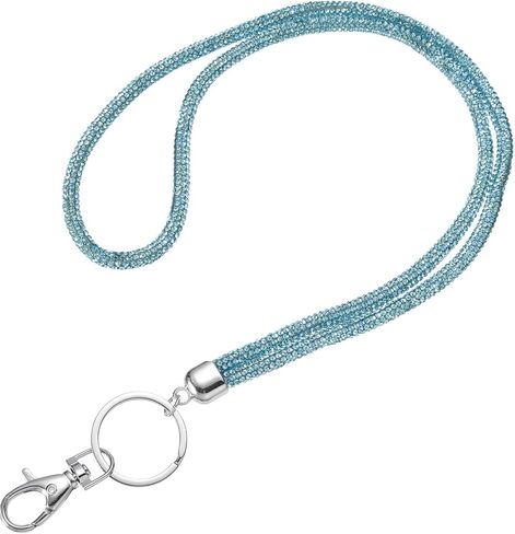 Uxcell Bling Crystal Lanyard ، 80cm (31.5 ") عبر الهاتف Crossbody Rhinestons Lanyard Keychain Chien Strap مع Clasp & Keyring لبطاقة هوية النساء ، حزام المفاتيح ، الأزرق in Kuwait