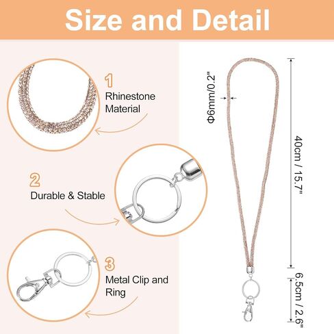 Uxcell Bling Crystal Lanyard ، 80cm (31.5 ") عبر الهاتف Crossbody Rhinestons Lanyard Keychain Chien Strap مع Clasp & Keyring لبطاقة هوية النساء ، حزام المفاتيح ، الأزرق in Kuwait