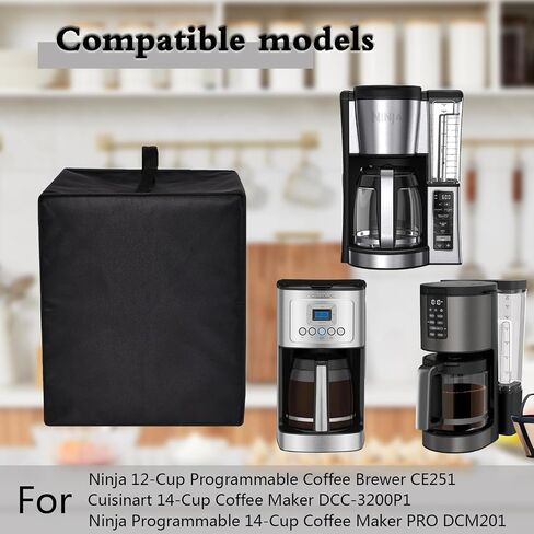 Coffee Machine Cover Heavy Duty Heat Resistant Waterproof Coffee Brewer Cover for Ninja Programmable Coffee Brewer CE251/Cuisinart Coffee Maker DCC-3200P1/Ninja Coffee Maker PRO DCM201BK (Black) in Saudi Arabia