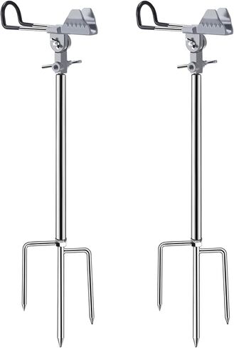 Fishing Rod Holders for Bank Fishing, 360 Degree Adjustable Fishing Pole Holders for Ground, Multifunctional Stainless Steel Beach Fishing Rod Holder Fishing Gifts for Men in Kuwait