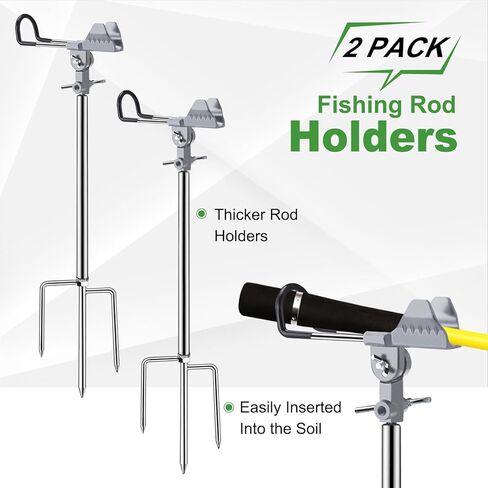 Fishing Rod Holders for Bank Fishing, 360 Degree Adjustable Fishing Pole Holders for Ground, Multifunctional Stainless Steel Beach Fishing Rod Holder Fishing Gifts for Men in Kuwait