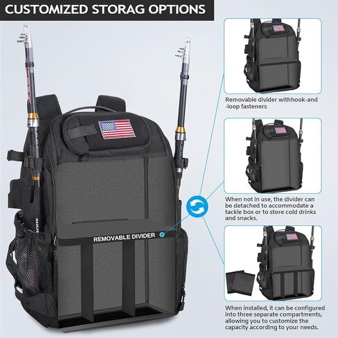 CONTAIL 37L Fishing Tackle Backpack with Cooler,Mens Military Tactical Pack,Molle Outdoor Rucksack in Saudi Arabia