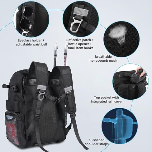 CONTAIL 37L Fishing Tackle Backpack with Cooler,Mens Military Tactical Pack,Molle Outdoor Rucksack in Saudi Arabia