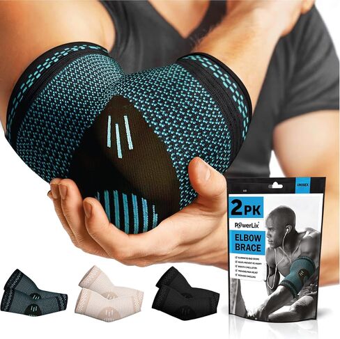 POWERLIX Elbow Orthopedic Brace Compression Support (Pair) - Elbow Sleeve for Tennis Elbow, Golfer’s Elbow, Bursitis, and Sprains, Arthritis, Tendonitis. Pain Relief in Kuwait
