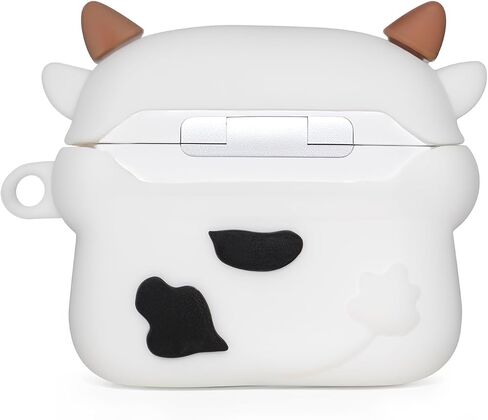 for AirPods 4 Case, Cute Boba Tea Cow AirPods 4th Generation (2024) Case Funny 3D Cartoon Animal Heavy Duty Protection PVC Charging Cover with Carabiner for Kids Girls Women in Kuwait