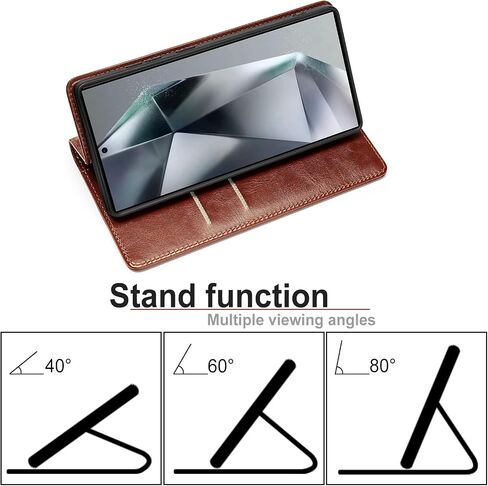 for iPhone 17 Wallet Case, Genuine Leather Flip Folio Cover with RFID Blocking Card Holder & Kickstand, [Shockproof TPU Inner Shell] for iPhone 17, Brown in Saudi Arabia