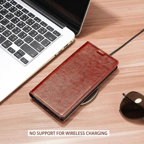 for iPhone 17 Wallet Case, Genuine Leather Flip Folio Cover with RFID Blocking Card Holder & Kickstand, [Shockproof TPU Inner Shell] for iPhone 17, Brown in Saudi Arabia