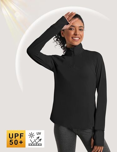 IECCP Womens Long Sleeve Derts Sun Protect Quarter Zip Pullover Summer Quick Dry Dry Athletic Runking Running Tops Tops in Kuwait