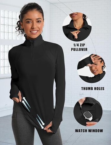 IECCP Womens Long Sleeve Derts Sun Protect Quarter Zip Pullover Summer Quick Dry Dry Athletic Runking Running Tops Tops in Kuwait