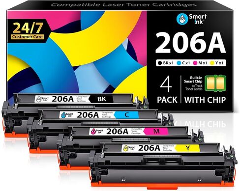 Smart Ink Compatible Toner Cartridge Replacement for HP 206A 206 A with Built-in Chip (3 Color Combo Pack) to use with MFP M283fdw M283cdw M255dw M255nw in Saudi Arabia