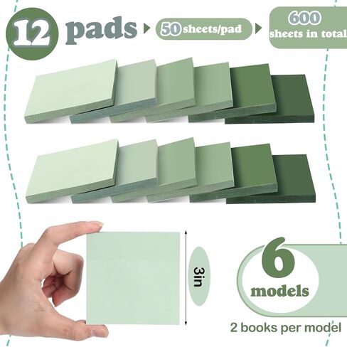 24 Pads Green Sticky Notes 1680 Sheets Sage Green Office Supplies 3x3 in Dark Green Desk Accessories Pastel Self-Stick Notes 2X The Sticking Power for Bible Journaling Planner Calendar in Saudi Arabia