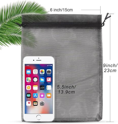 ANZNKU 50 Pack White Organza Bags 6x9 inches, Organza Gift Bags Mesh Drawstring Bags, Mesh Bags for Gifts Premium Sheer Organza Bags, Wedding Party Christmas Halloween Favor Bags in Kuwait