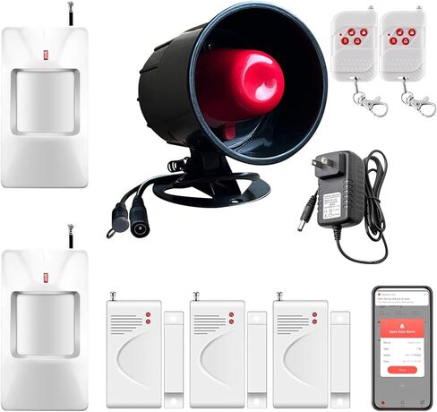 Tuya APP WiFi New, Home Office Store Security System, Burglar Alarm System Kit, Door and Window Sensor Alarm, Infrared Motion Sensor Alarm Sensor, Rainproof 120db Loud Volume Alarm Mobil Notification… in Saudi Arabia