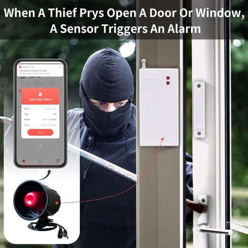 Tuya APP WiFi New, Home Office Store Security System, Burglar Alarm System Kit, Door and Window Sensor Alarm, Infrared Motion Sensor Alarm Sensor, Rainproof 120db Loud Volume Alarm Mobil Notification… in Saudi Arabia
