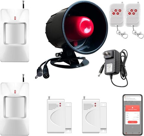 Tuya APP WiFi New, Home Office Store Security System, Burglar Alarm System Kit, Door and Window Sensor Alarm, Infrared Motion Sensor Alarm Sensor, Rainproof 120db Loud Volume Alarm Mobil Notification… in Saudi Arabia