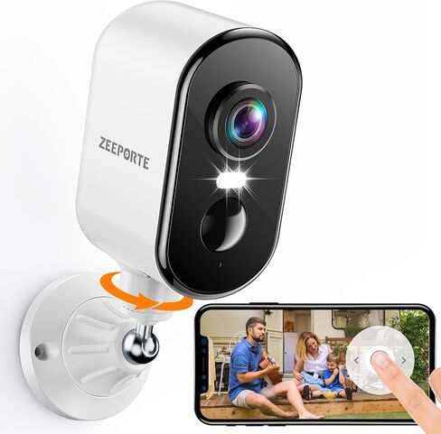 2K Security Cameras Wireless Outdoor, Pan Rotating 360° Battery Powered WiFi Camera with AI Motion Detection, Color Night Vision, Spotlight, Siren, 2-Way Talk, Waterproof, SD/Cloud Storage in Saudi Arabia