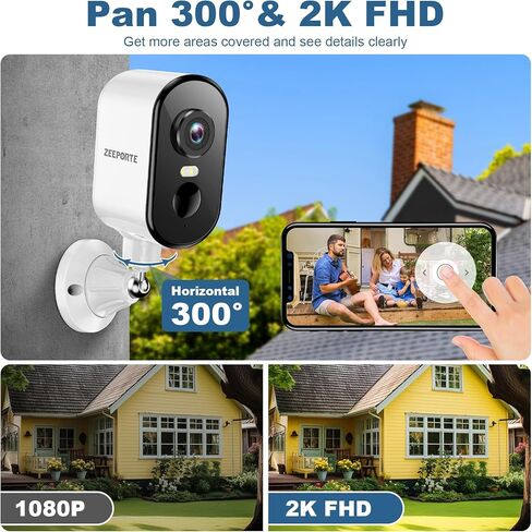 2K Security Cameras Wireless Outdoor, Pan Rotating 360° Battery Powered WiFi Camera with AI Motion Detection, Color Night Vision, Spotlight, Siren, 2-Way Talk, Waterproof, SD/Cloud Storage in Saudi Arabia