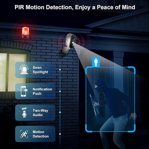2K Security Cameras Wireless Outdoor, Pan Rotating 360° Battery Powered WiFi Camera with AI Motion Detection, Color Night Vision, Spotlight, Siren, 2-Way Talk, Waterproof, SD/Cloud Storage in Saudi Arabia
