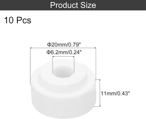 MECCANIXITY 10 Pcs Ceramic Insulator Bead, 6.2mm x 20mm x 11mm Electronic Wire Bundle Insulation Heat Protection Round Shaped Ceramic Tube for Cable Bundle, Wire Protection in Saudi Arabia