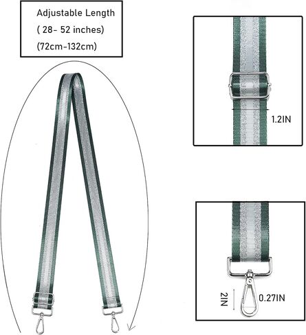 Purse Strap Silver Hardware Wide Bag Straps Replacement Crossbody Adjustable Shoulder Strap for Purses in Saudi Arabia