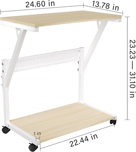 Computer Tower Cart - Height Adjustable PC Stand, 2-Tier ATX-Case CPU Holder Home Office Gaming Desk Accessories with Rolling Lockable Wheels, Laptop Table Standing Computer Desk, Rustic Black in Saudi Arabia