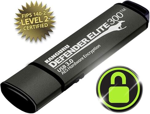 Kanguru Defender Elite300 – 64 GB Hardware Encrypted Flash Drive - FIPS 140-2 Certified - SuperSpeed USB 3.0 – Water Resistant in Saudi Arabia