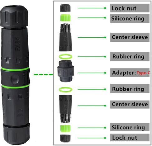 NFHK M20 Locking IP68 Waterproof Type-C 10Gbps USB3.1 Female to USB-C Female Extension Adapter Coupler in Saudi Arabia