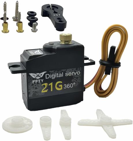 21G Micro Servo مع ذراع 25T، مؤازرة رقمية بزاوية دوران تروس معدنية كاملة 180°270°360° لسيارة زاحفة 1/14 1/16 1/18 RC، شاحنة، أجزاء ترقية الروبوت (180 درجة) in Kuwait