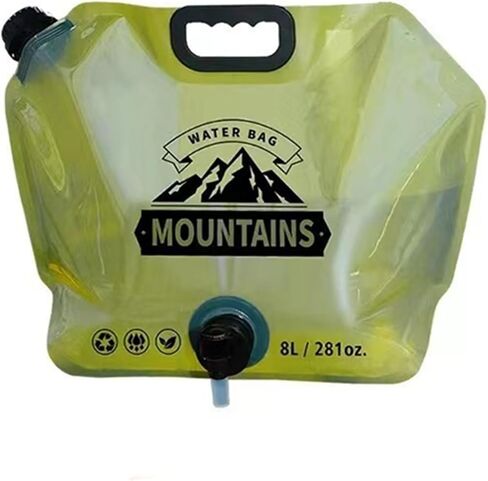Collapsible Water Container with Spigot,2.1Gallon BPA Free Water Storage Carrier Jug for Folding Hiking,Canteen,Outdoor Sport,Riding,Mountaineer,Hurricane Emergency Water Bottle （1Pcs Green） in Kuwait