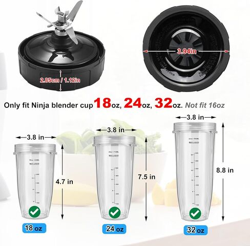 Blender Blade Replacement Fit for Ninja, Blender Replacement Parts, 7 Fins Female Extractor Blade Compatible with Nutri Ninja BL450_30, BL480_30, BL490_30, BN400, BN750, BN800, CT680, NN210, BL2012 in Saudi Arabia