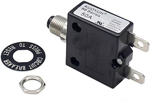 1pc KUOYUH 98 Series 125/250VAC 32VDC 50/60Hz Push Button Manual Reset Thermal Overload Circuit Breaker with Transparent Waterproof Dust Cap 3-70A (15A 1pc) in Kuwait