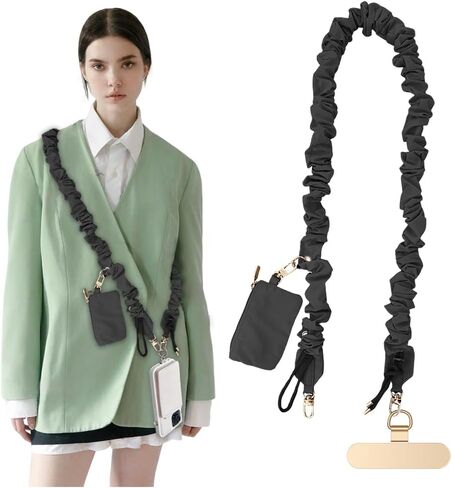 Phone Lanyard Crossbody مع حلقات معلقة ، قص مقطعًا واذهب للهاتف مع محفظة سحاب ، حزام هاتف مرن قابل للتعديل in Kuwait