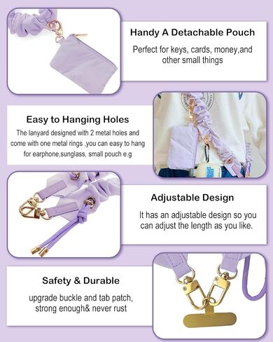 Phone Lanyard, On-the-Go Universal Crossbody Strap Neck Lanyard with Phone Tether Patches for Most Cellphones in Kuwait