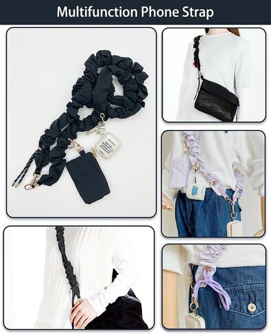 Phone Lanyard Crossbody مع حلقات معلقة ، قص مقطعًا واذهب للهاتف مع محفظة سحاب ، حزام هاتف مرن قابل للتعديل in Kuwait
