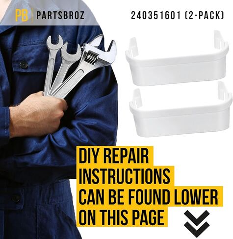 240351601 Fridge Door Shelf Replacement by PartsBroz - Compatible Gibson, Kenmore, Westinghouse, Frigidaire Replacement Parts - Replaces AP2115974 EA430027 PS430027 - Durable DIY Repair Part for Home in Kuwait