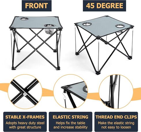 Joyfair Camping Chairs & Table Set(2 Chairs + 1 Table), Heavy Duty Portable Outdoor Lawn Large Folding Chair for Adults, Ideal for Backpacking Fishing Hiking, Carry Bag & Cup Holder (Blue Chair) in Kuwait