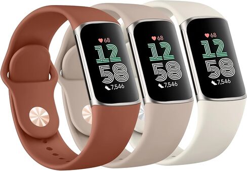 Amzpas Bands for Fitbit Charge 6 Bands,Fitbit Charge 5 bands Women Men - 3 Pack, Soft Silicone Adjustable Waterproof Sport Strap in Saudi Arabia