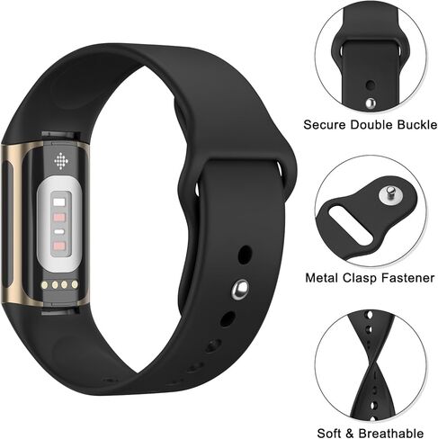 Amzpas Bands for Fitbit Charge 6 Bands,Fitbit Charge 5 bands Women Men - 3 Pack, Soft Silicone Adjustable Waterproof Sport Strap in Kuwait