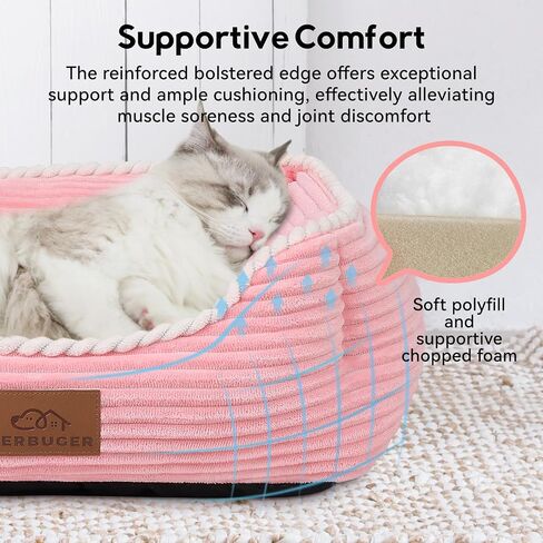 Zerbuger 20in Pink Rectangle Cat Dog Bed Machine Washable Sleeping Sofa in Saudi Arabia