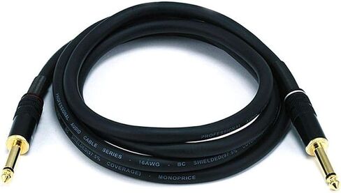 Monoprice Premier Series 1/4 Inch (TS) Male to Male Audio Cable Cord - 6 Feet- Black 16AWG (Gold Plated) in Saudi Arabia