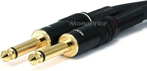 Monoprice Premier Series 1/4 Inch (TS) Male to Male Audio Cable Cord - 6 Feet- Black 16AWG (Gold Plated) in Saudi Arabia