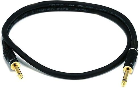 Monoprice Premier Series 1/4 Inch (TS) Male to Male Audio Cable Cord - 6 Feet- Black 16AWG (Gold Plated) in Saudi Arabia