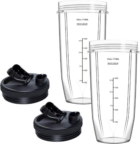 Replacement 24oz Blender Cups with Sip and Seal Lid Compatible with Nutri Ninja Auto iQ BN401BN751 BN801 BL480 BL482 BL642 BL682 BL450 Foodi SS351 SS151 SS401 Blender（Pack of 2） in Saudi Arabia