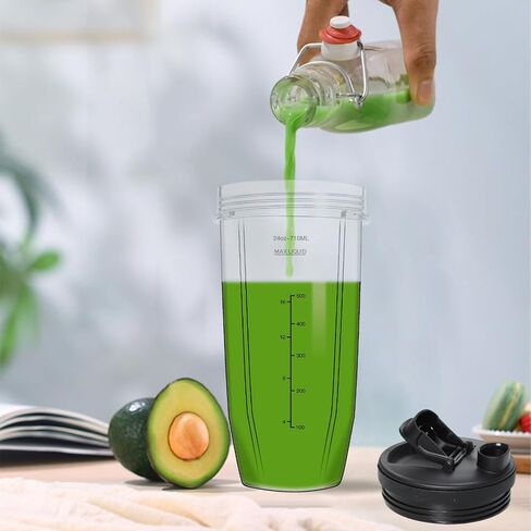 Replacement 24oz Blender Cups with Sip and Seal Lid Compatible with Nutri Ninja Auto iQ BN401BN751 BN801 BL480 BL482 BL642 BL682 BL450 Foodi SS351 SS151 SS401 Blender（Pack of 2） in Saudi Arabia
