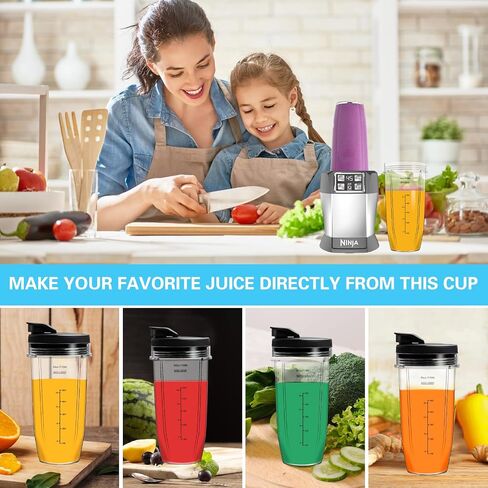 Replacement 24oz Blender Cups with Sip and Seal Lid Compatible with Nutri Ninja Auto iQ BN401BN751 BN801 BL480 BL482 BL642 BL682 BL450 Foodi SS351 SS151 SS401 Blender（Pack of 2） in Saudi Arabia