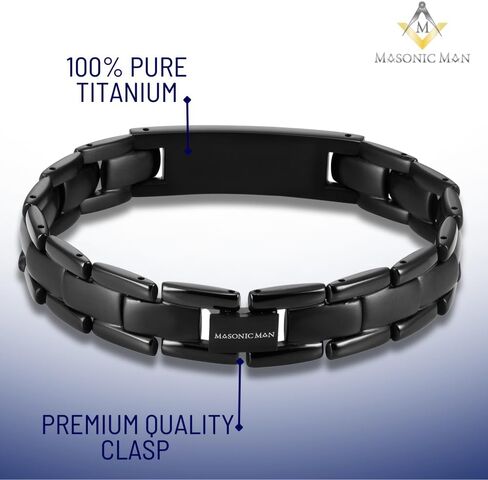 MasonicMan Black Titanium Freemasonry Masonic Bracelet with Ajusting Tool and Gift Box in Kuwait