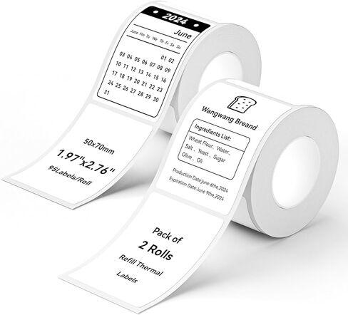 مجموعة ملصقات حرارية من NIIMBOT مكونة من 2 بكرات لتخزين وتنظيم المكاتب المنزلية والمدرسة لصانع الملصقات NIIMBOT B1 B21 B3S (50 * 50 WhiteRound * 2) in Kuwait