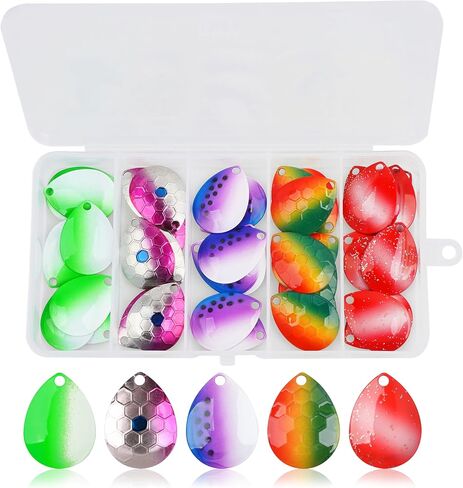 OROOTL Spinner Blades for Lure Making, 50pcs Colorado Blades DIY Fishing Lure Making Supplies Mix Colors Fishing Spoons for Inline Spinnerbait Walleye Rigs Salmon Trout Bass in Kuwait