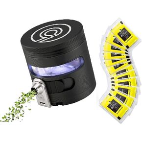 Tectonic9 Herb Grinder Black w/AUTOMATIC Electric Herbal Dispenser Large 2.5" WITH 62% 2-Way Humidity Regulator 12 PACK