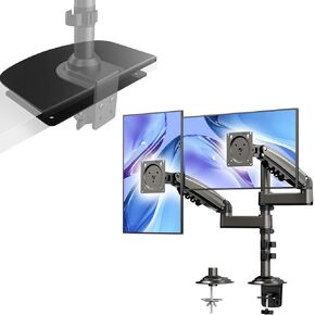 HUANUO 13-32 Inch Dual Monitor Stand, Steel Monitor Mount Reinforcement Plate for Thin, Glass and Other Fragile Tabletop, Steel Bracket Plate